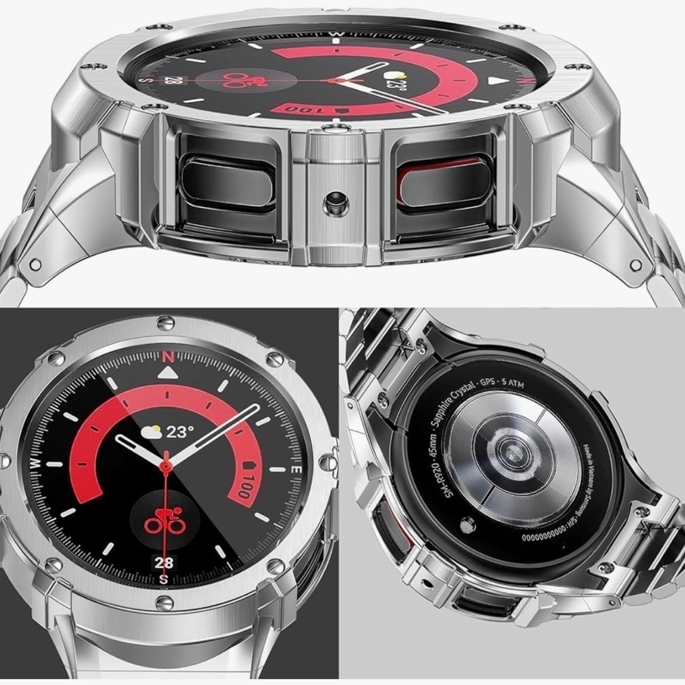 Stainless Steel Case Bands Compatible Samsung Galaxy Watch 5 Band/ 4 Bands 44mm - Picture 3 of 10